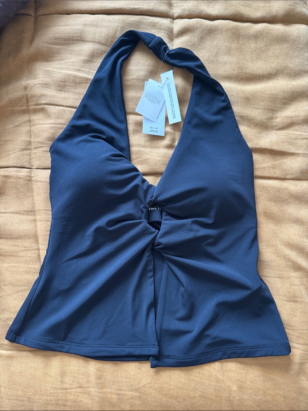Abercrombie Black Halter Twist Front Tank Top